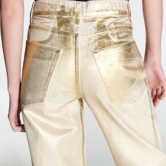 LIMITED EDITION ZARA GOLD JEANS - Picture 4 of 7